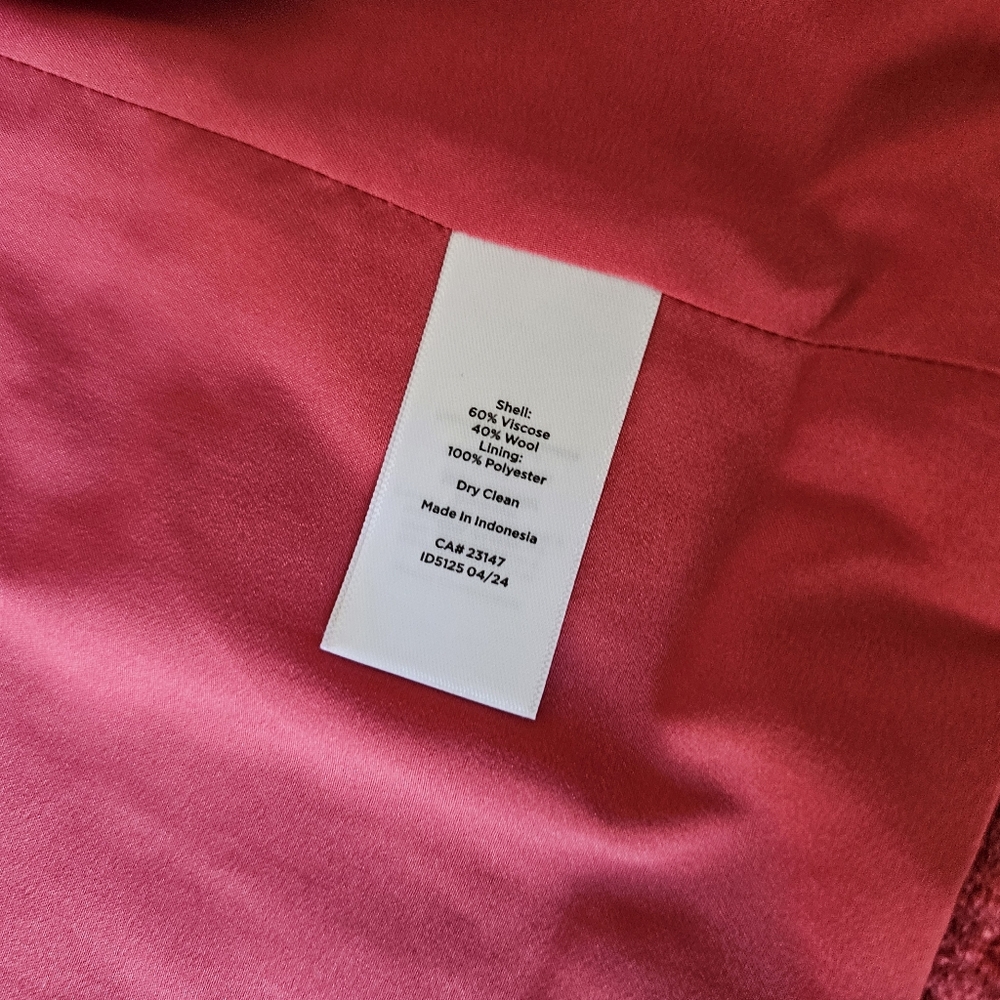 Talbots Berkshire Crop Jacket Blazer Size 8 Pink Coral Wool Blend - Picture 11 of 12